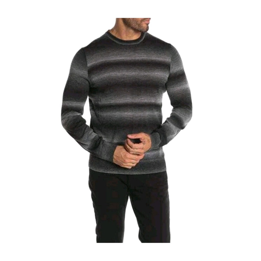 Thomas Deans Mens Gray Black Ombre Stripe Sweater Wool Blend Knit Crew Neck XXL